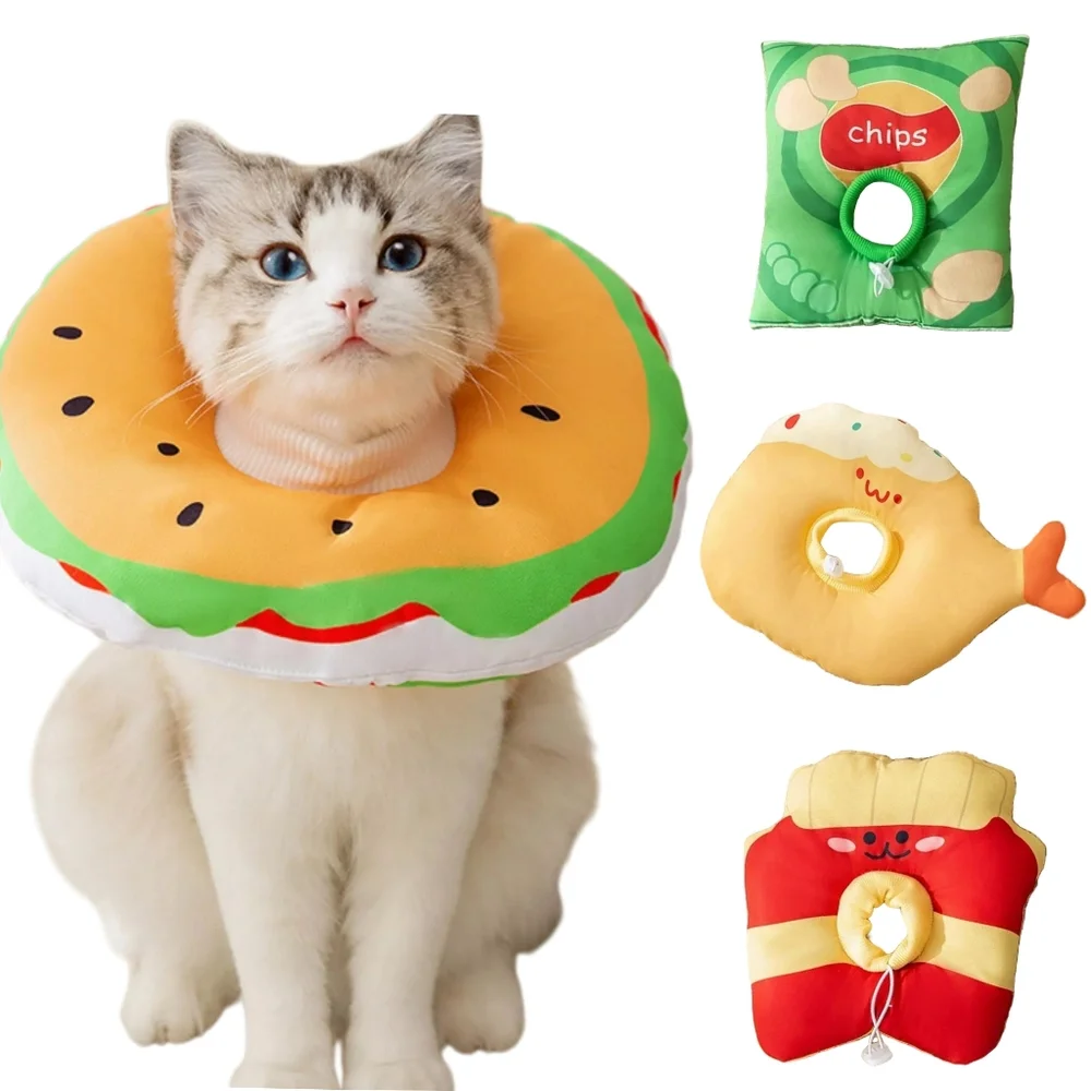 Pet Funny Food Theme Adjustable Soft E-Collar Cat Dog Animal Recovery Cone Large